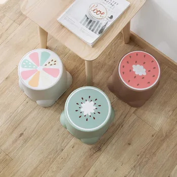 

OTHERHOUSE Fruit Pattern Thicken Plastic Stool Non-slip Round Bath Bench Children Stools Changing Shoes Stool Kids Furnitur