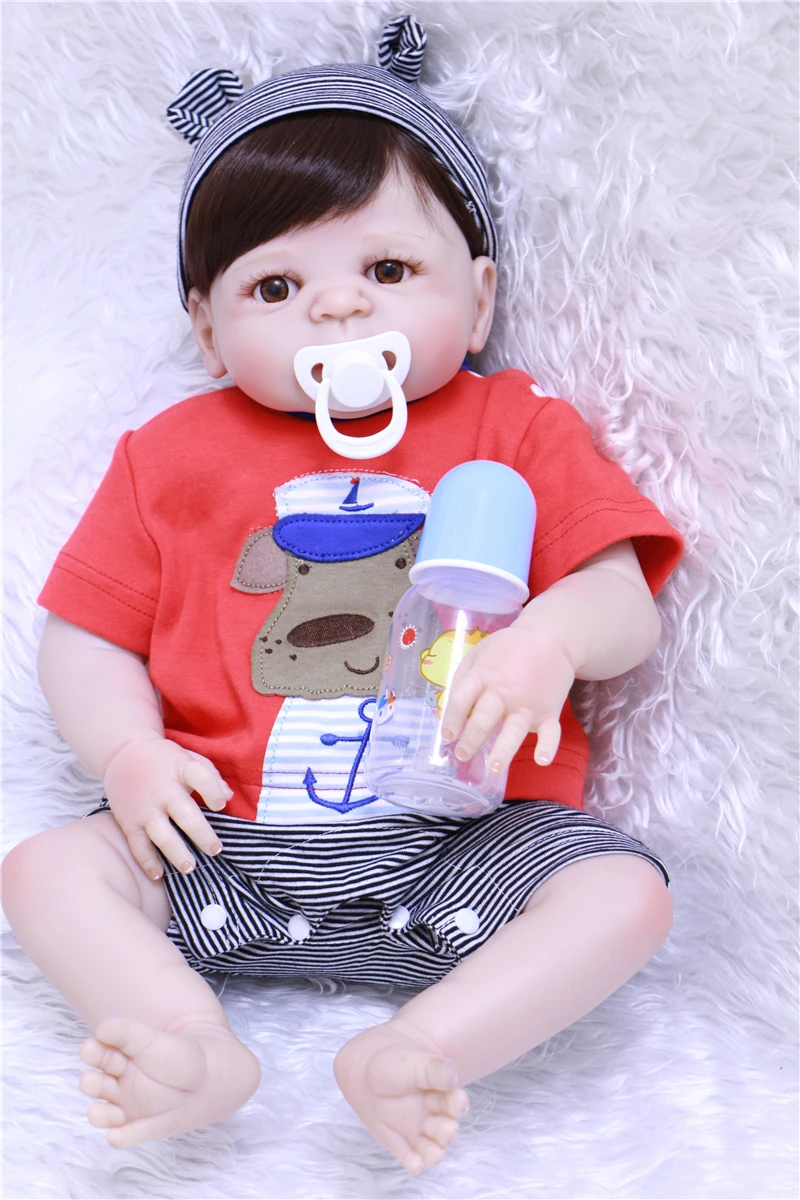 

NPK 22" full silicone reborn baby boy dolls lifelike bebes reborn menino bonecas child toy dolls gift