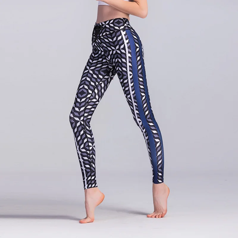 NODELAY Women Yoga Pants Capris Black And White Collage Fitness Leggings Quick Dry Tight Sports Trousers Slim Workout Sportwear