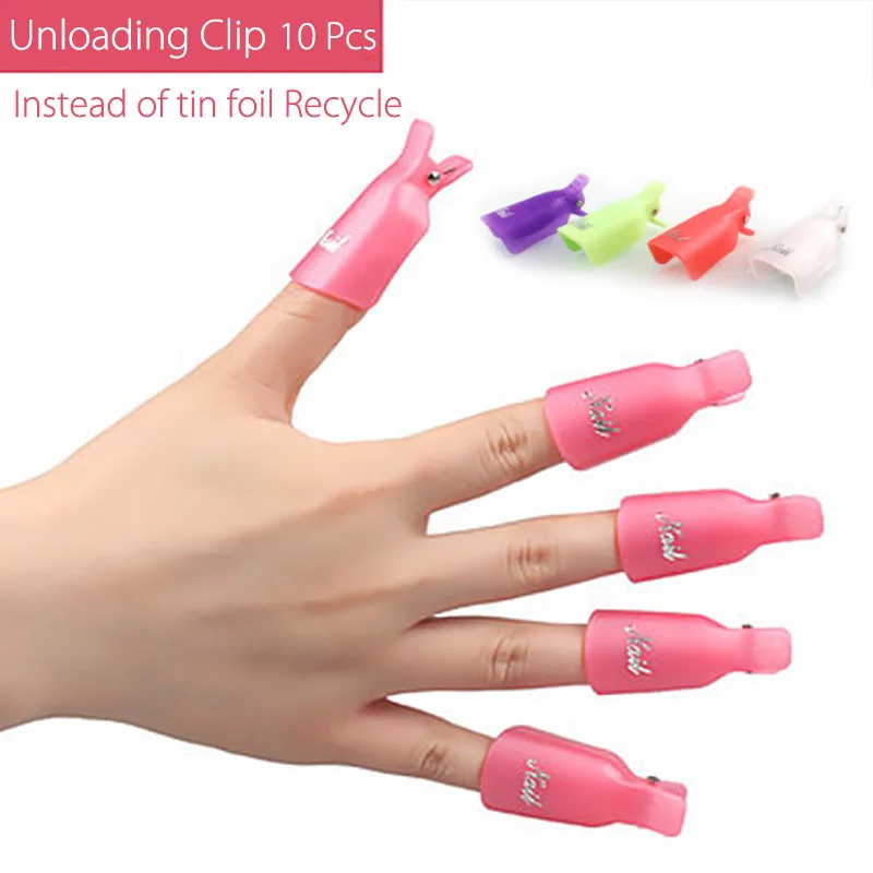 

Yinikiz 10pc Nail UV Gel Polish Plastic Remover Wrap Manicure Cleaning Varnish Tool Reuseable Nail Soak Off Cap