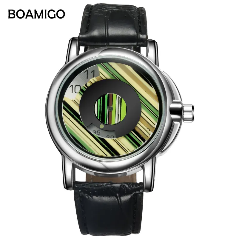Мужские часы унисекс BOAMIGO Брендовые мужские механические часы модные креативные кожаные Наручные часы подарок часы relogio masculino
