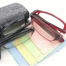 TR90 складной Портативный смолы очки для чтения Для мужчин Для женщин ткань чехол с зажимом очки 1,0 1,5 2,0 2,5 3,0 3,5 4,0 011