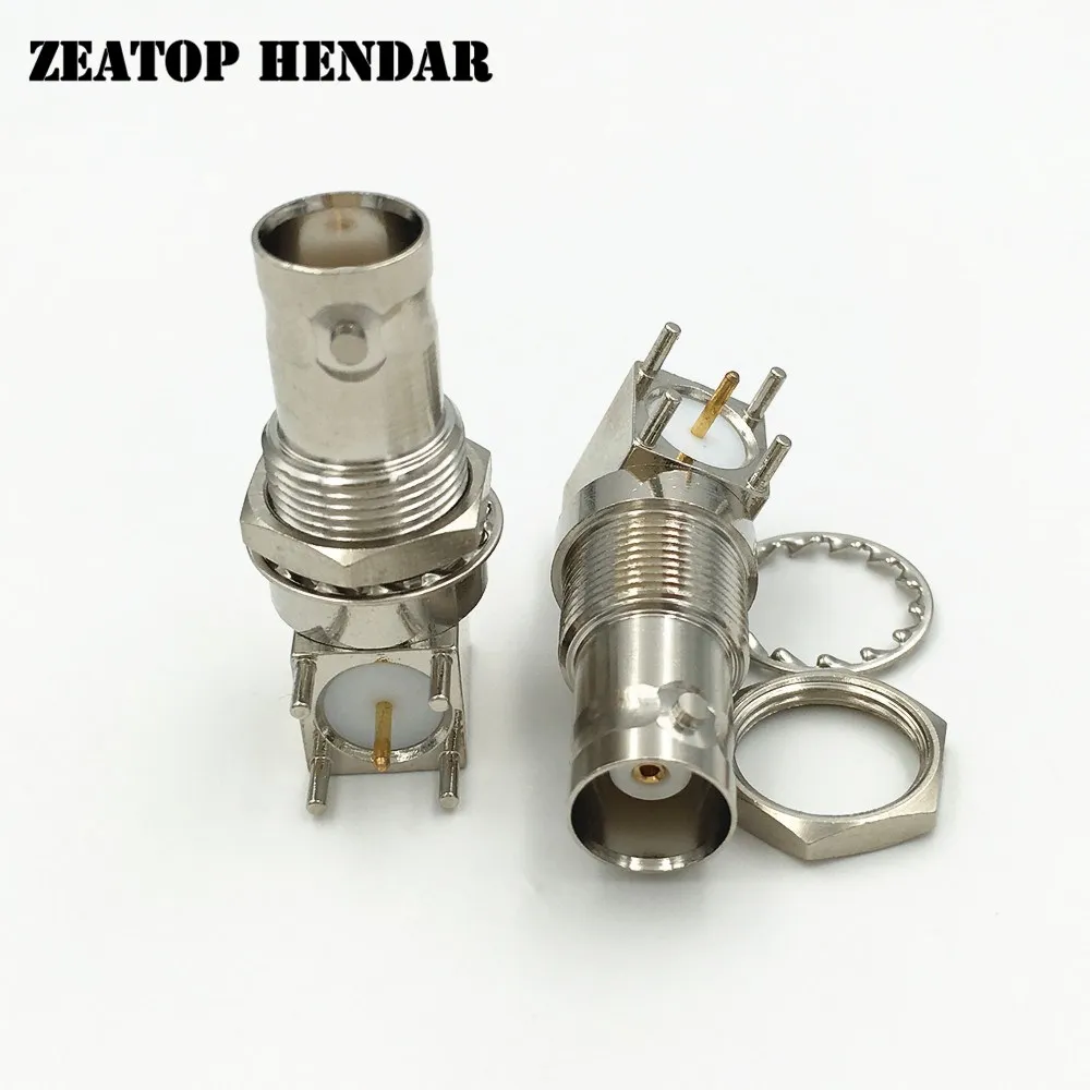 5Pcs Brass Long BNC Coaxial Connector BNC Female Socket Bulkhead Right