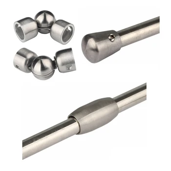 

4Pcs 8 10 12 16 19mm Brushed Stainless Steel tube rod Connecting Elbow Universal Adjustable End Cover Straight Connector