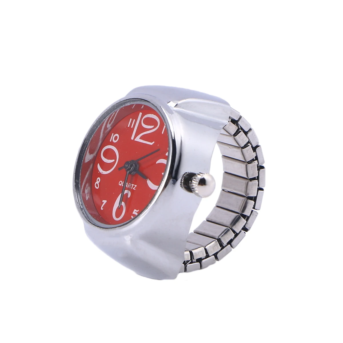 

Unisex Ring Watch Creative Elastic Stainless Steel Finger Watch Quartz Watch for Men Women Couple(Red)