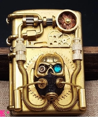 

SDGZ Steampunk 3D Dragon skull double side Deep Engraved lighters Thick heavy Handmade Arts Collection