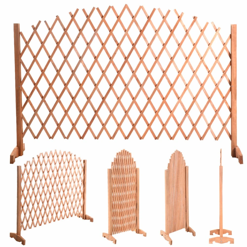 expanding portable fence wooden screen pet gate kid safety dog lawn patio garden