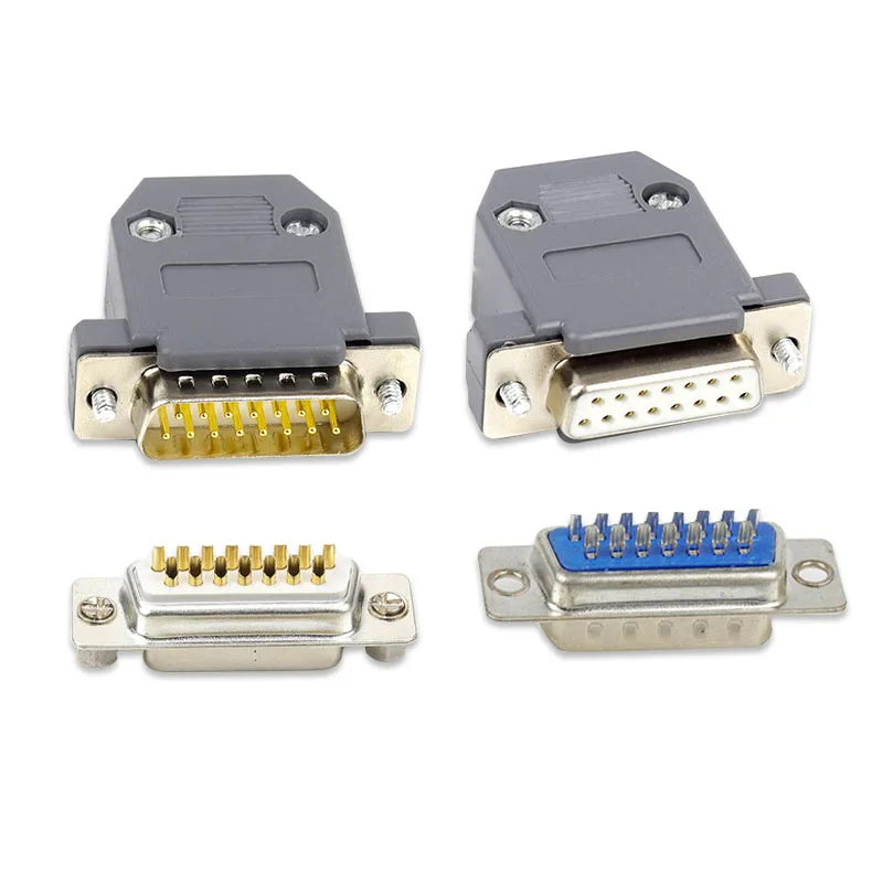 

Industrial Grade DB15 Male Female Connector 2 Row 15 Pin Plug 15PIN Parallel Port Computer Connector