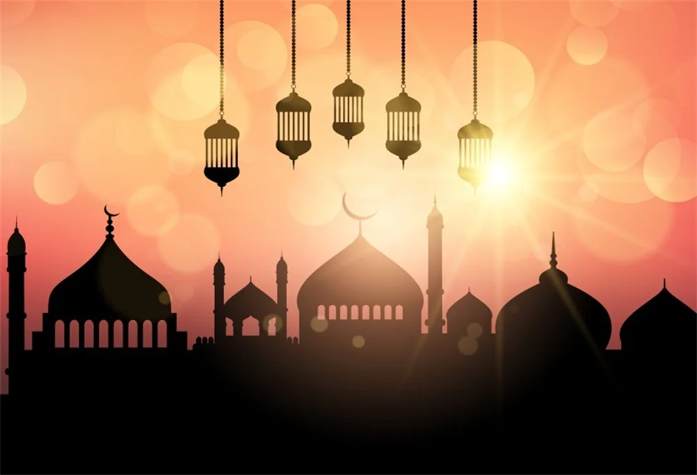 Laeacco Eid полумесяц мечеть Мубарак свет боке фон для фотосъемки индивидуальные