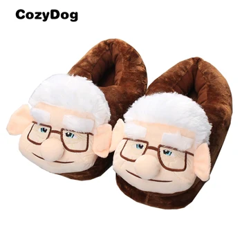 

2 Style Anime Up Old Cane Plush Slippers Winter Indoor Shoes Soft Cute Cotton Slippers