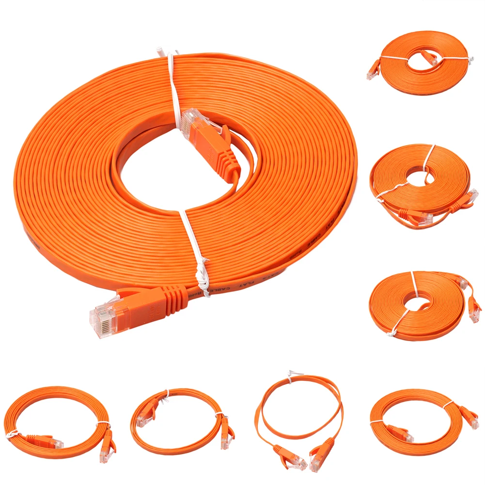 5 м 8 10 кабель плоский Ethernet 1000 Мбит/с CAT6 сетевой Соединительный свинец RJ45 оранжевый