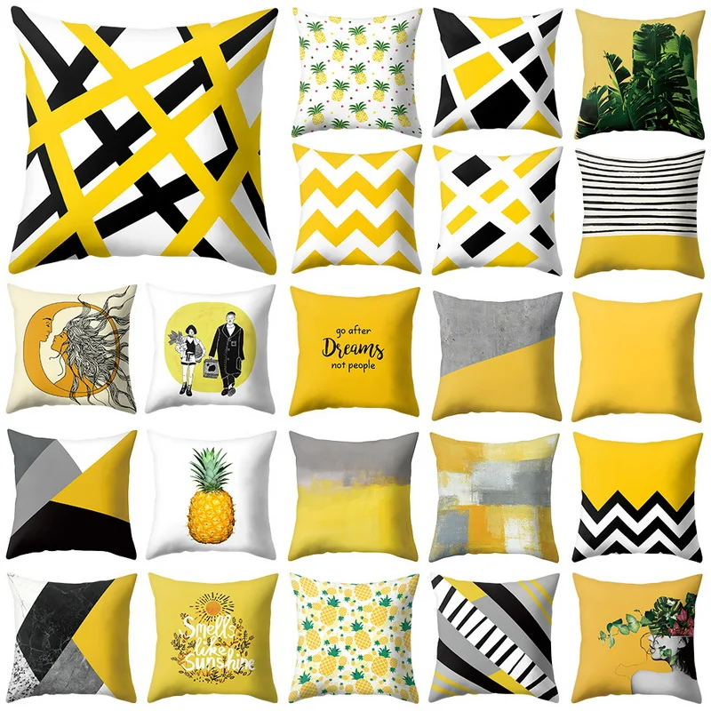 

Fashion Cushion Cover Pineapple Leaf Yellow Pillow Cases Sofa Car Waist Throw Decorate Cushion Cover Merry Christmas Decorative