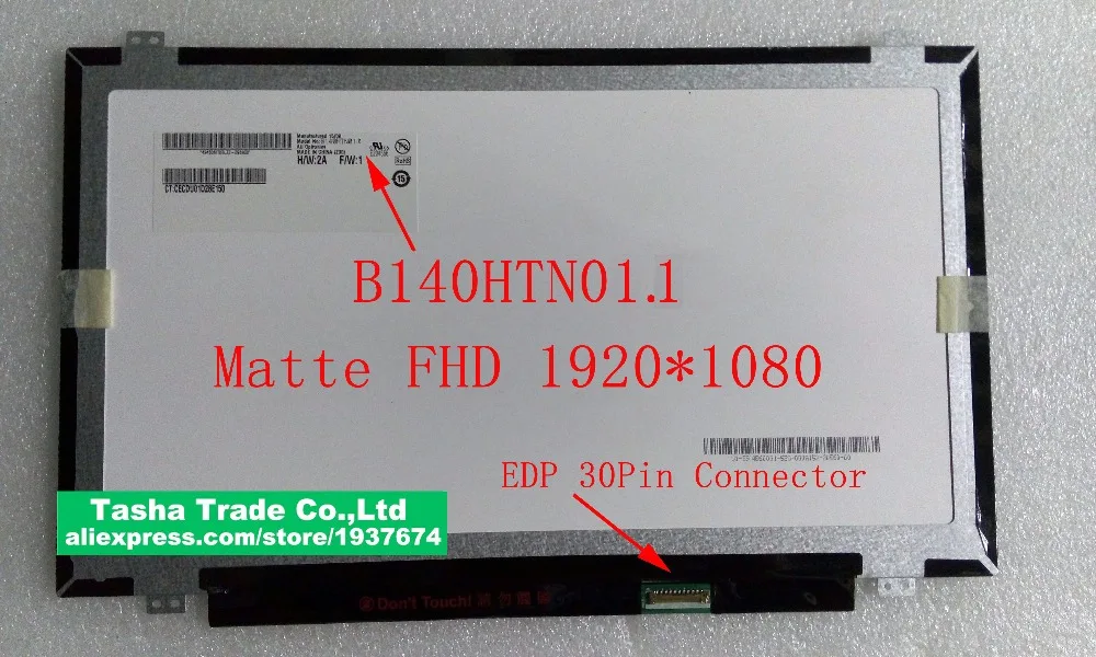 

B140HTN01.1 Laptop LCD Screen 1920*1080 FHD Full-HD Display Matrix Original New eDP 30pin