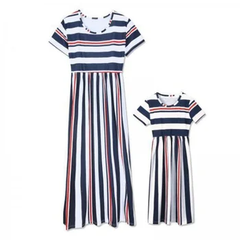 

2019 New Fashion Girls striped dresses Adult size family clothes choose sizes 4pcs/lot