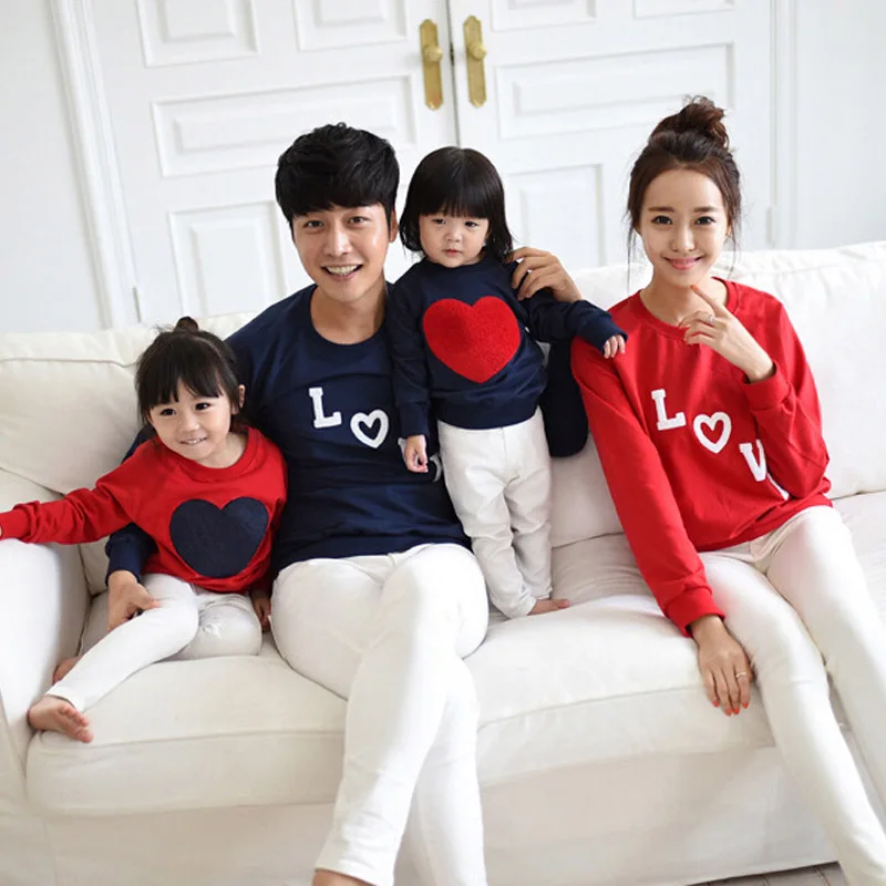 New Family Hoodies Cotton Family Look Fashion Letter Heart Pattern Printing Mother And Daughter 