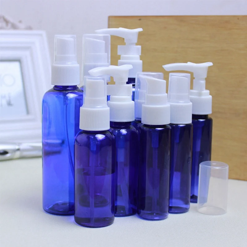 30/50/100 ml الأزرق رذاذ زجاجة زيت طبيعي البخاخ سفر فارغة زجاجة برفان غرامة ميست البخاخة التجميل الحاويات
