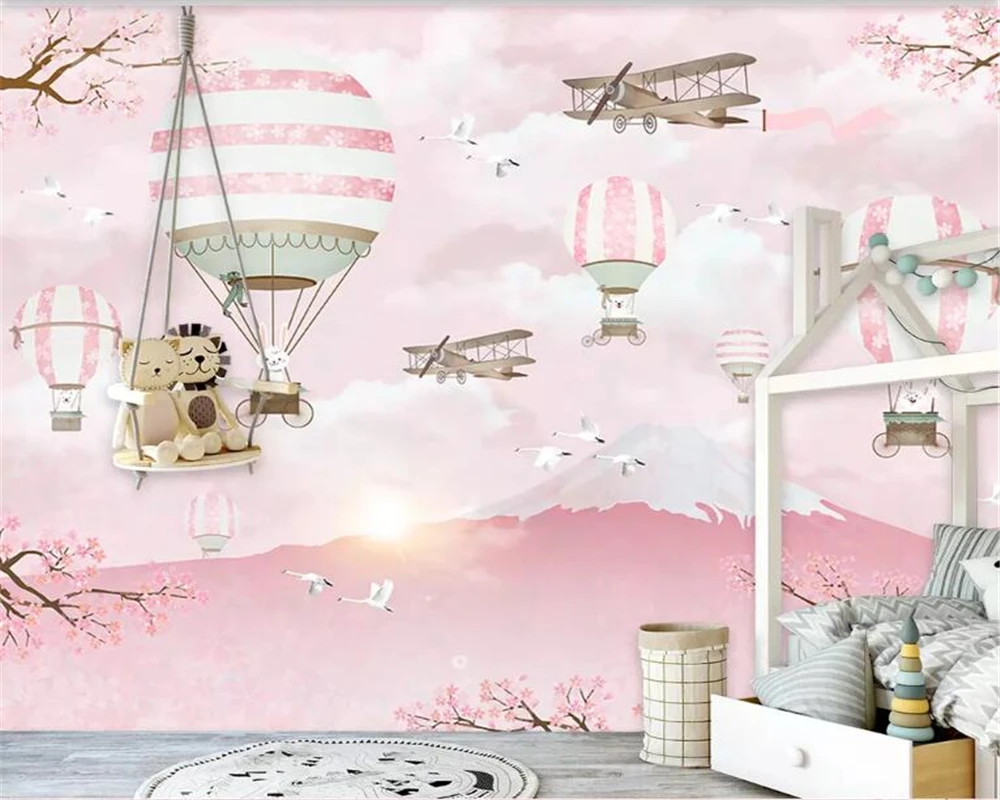 Beibehang настроить обои росписи фото личность самолет мультфильм воздушный шар Детские Настенные Декоративные Настенные обои