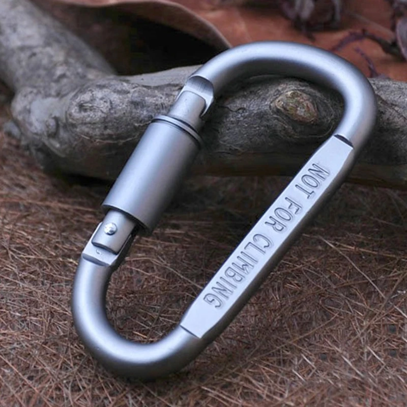 1PCS Carabiner D Shaped Rope Hook Screw Lock Keyring Aluminum Alloy