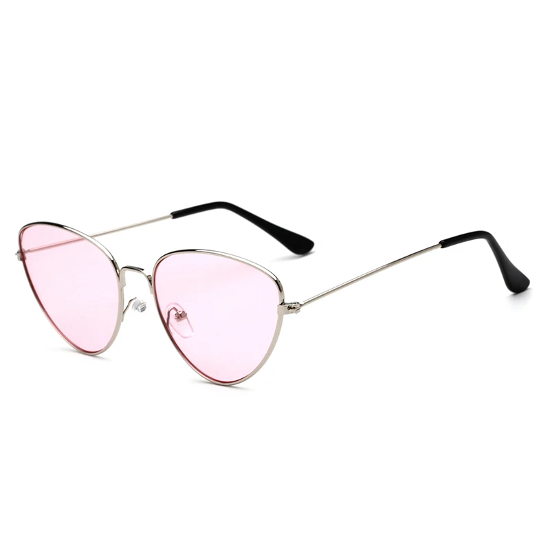 Ретро в форме кошачьих глаз Солнцезащитные очки женские Желтые красные линзы солнцезащитные очки модные легкие солнцезащитные очки для женщин винтажные металлические очки