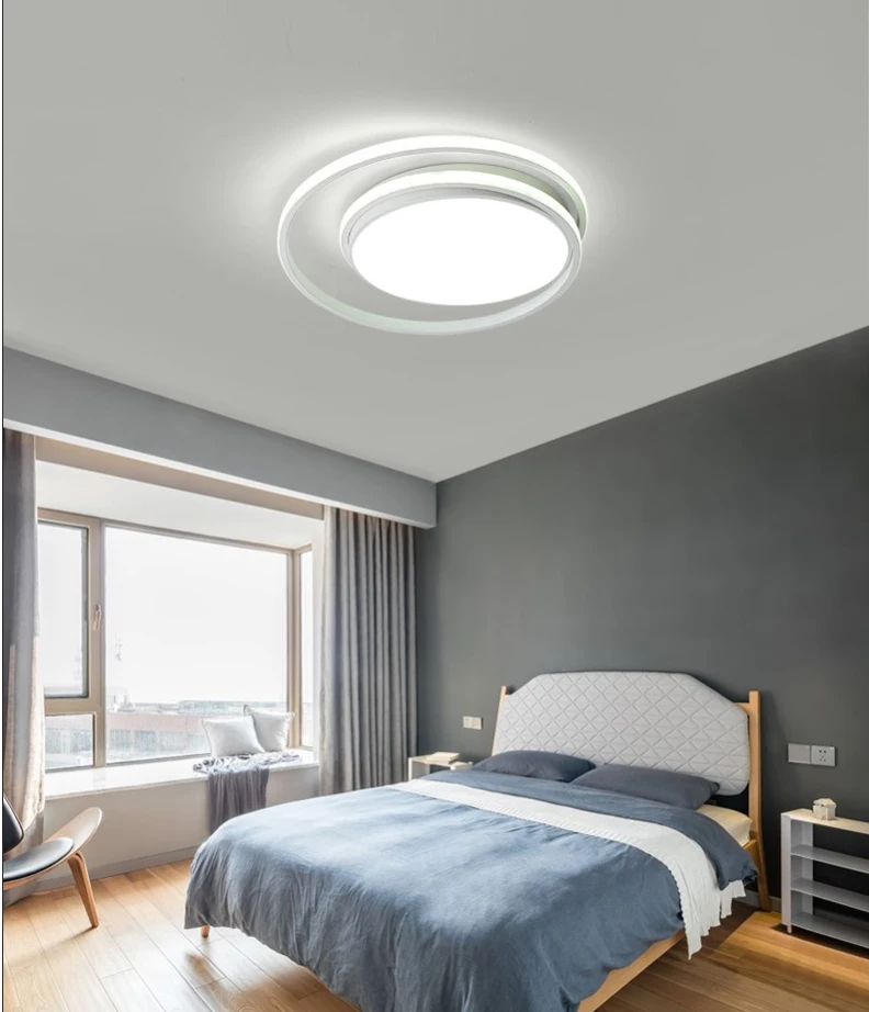 Living room LED ceiling chandelier for kitchen bedroom balcony lamp black and white round modern chandelier AC85-260V