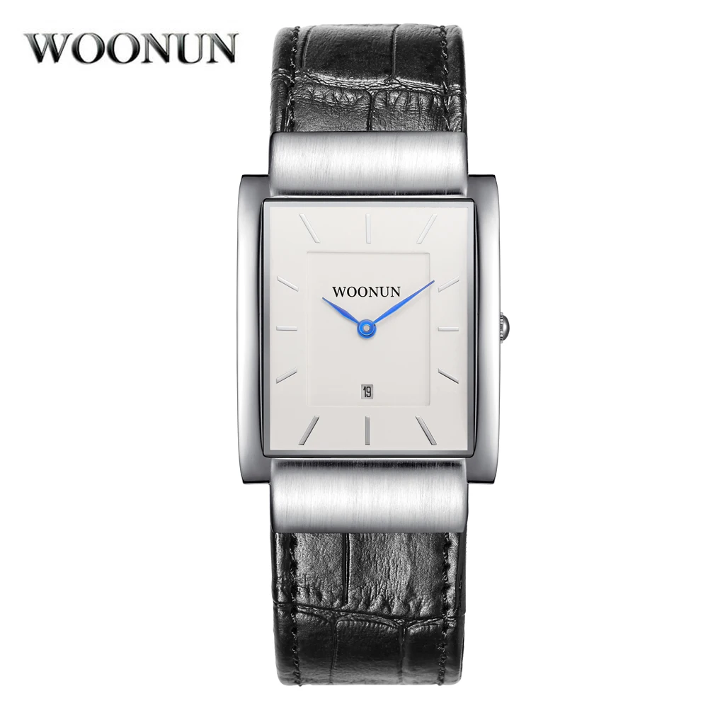WOONUN Men Watches Top Brand Luxury Waterproof Quartz Ultra Thin Watches For Men Fashion Rectangle Watch Men Relogio Masculino WOONUN Men Watches Top Brand Luxury Waterproof Quartz Ultra Thin Watches For Men Fashion Rectangle Watch Men Relogio Masculino