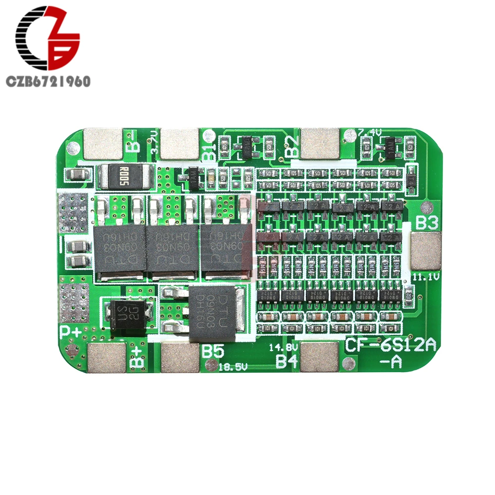 6S 15A BMS Защитная печатная плата для 6 пакетов литий-ионных литиевых батарей 18650