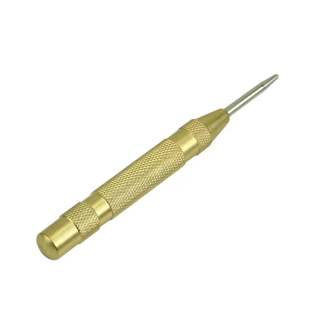Brass Yellow Automatic Center Punch Spring Loaded Chrome Rivet Screw Auto Mark Hole Length 127mm