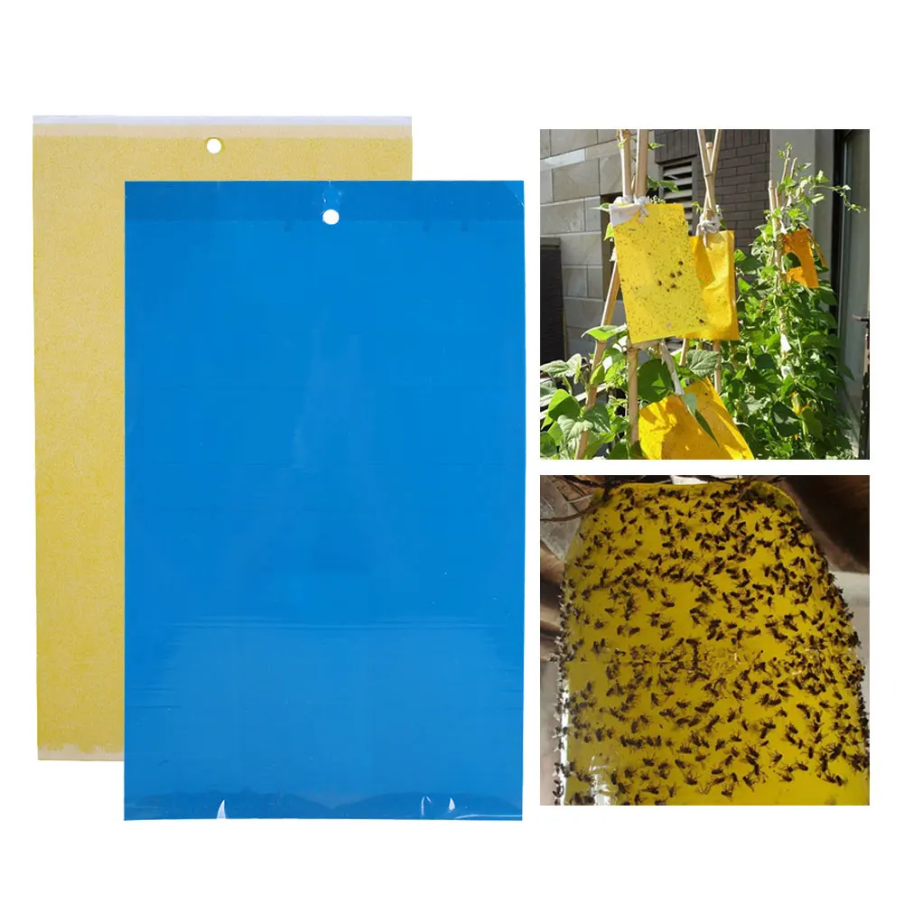 

5pcs Insect Killer Flies Traps Insect Sticky Large Area Yellow/Blue Flying Pest Insects Hanging Sticky Trap Catchers Garden Tool