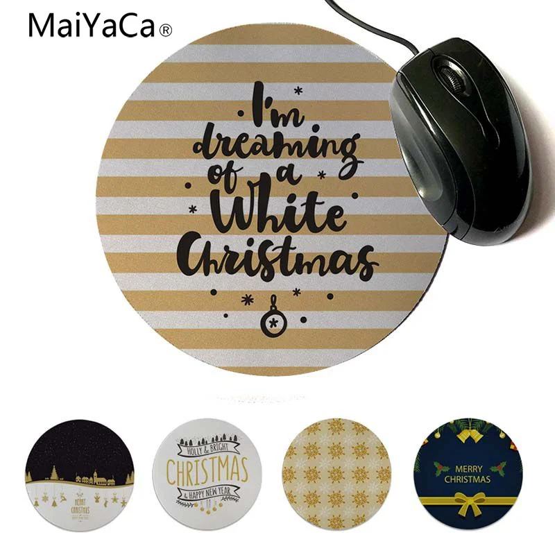 MaiYaCa в наличии Joy Happy Christmas маленькие игровые коврики для мыши круглый коврик 200x200