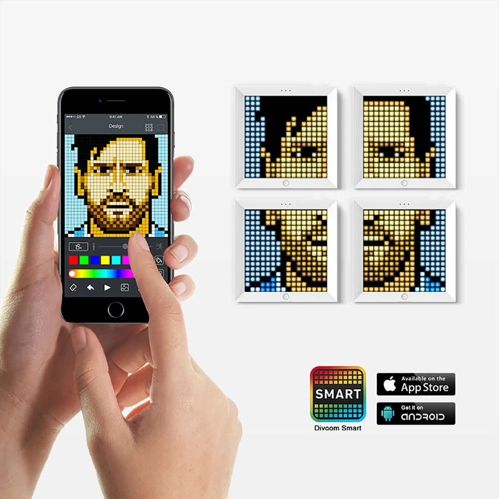 Divoom Pixoo Pixel Art Painel Digital Led Alarme Relógio Bluetooth sem Fio Terno para Android e Ios Sistema Controlado por Aplicativo Diy - Image 4