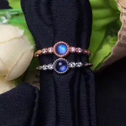 Uloveido натуральный лунный камень синего цвета кольцо, простые и изысканные, хорошее качество драгоценных камней, 925 пробы серебро, кольца с