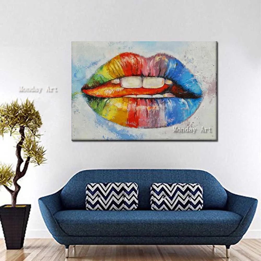 Hand-Painted-Abstract-Canvas-Oil-Painting-Colorful-Cartoon-Lip-Wall-Picture-Living-Room-Bedroom-Home-Wall (4)