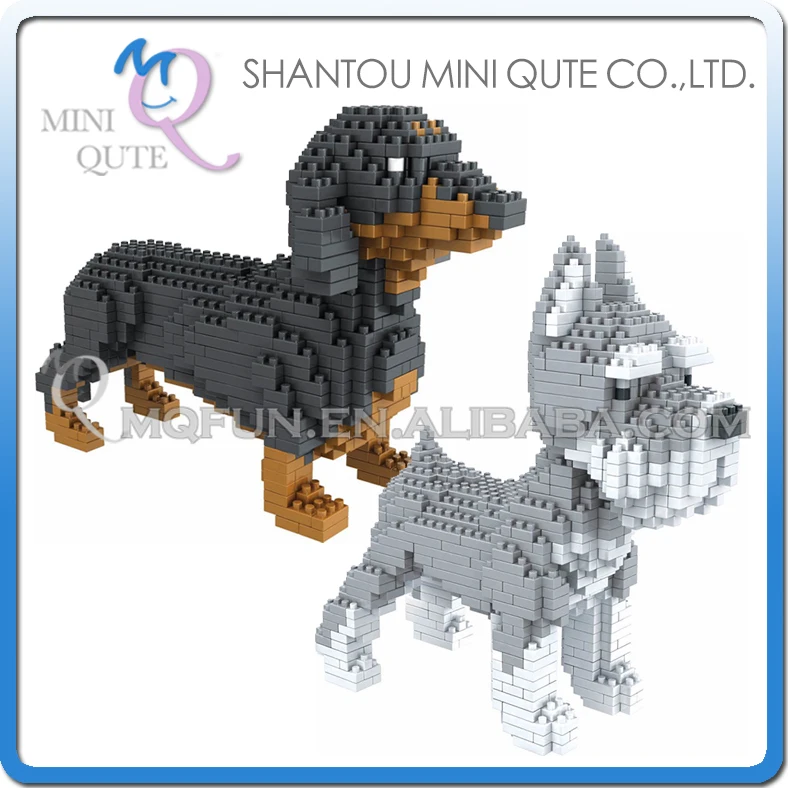 

Mini Qute PZX Schnauzer Dachshund dog animal kids plastic building blocks bricks boys action figures educational gift toy