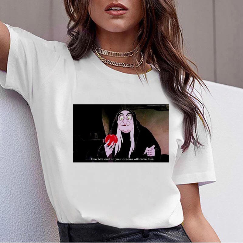 Темно-Белоснежка Harajuku футболка женская забавная Ullzang Винтаж 90s Эстетическая футболка корейский стиль модный принт топ тройники