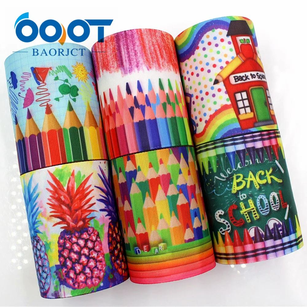 

OOOT BAORJCT G-18620-536,10 yards,75 mm Cartoon Colored pencils Printed grosgrain ribbons,DIY Hair accessories wedding gift wrap