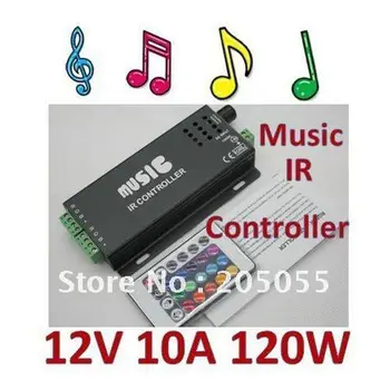 

12v 10A 120W Music IR Controller Audio Sound Driver Activated IR Controller strip light LED controller For RGB LED Strips- Black