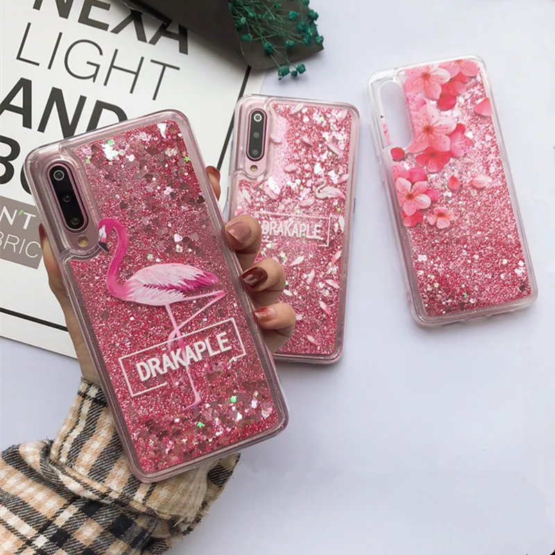 

Glitter Pink Heart Liquid Flamingo Pattern Quicksand Case For Xiaomi Redmi Mi Note 4A 4X 5 5A 6 6A 7 8 9 Pro Lite Pocophone F1