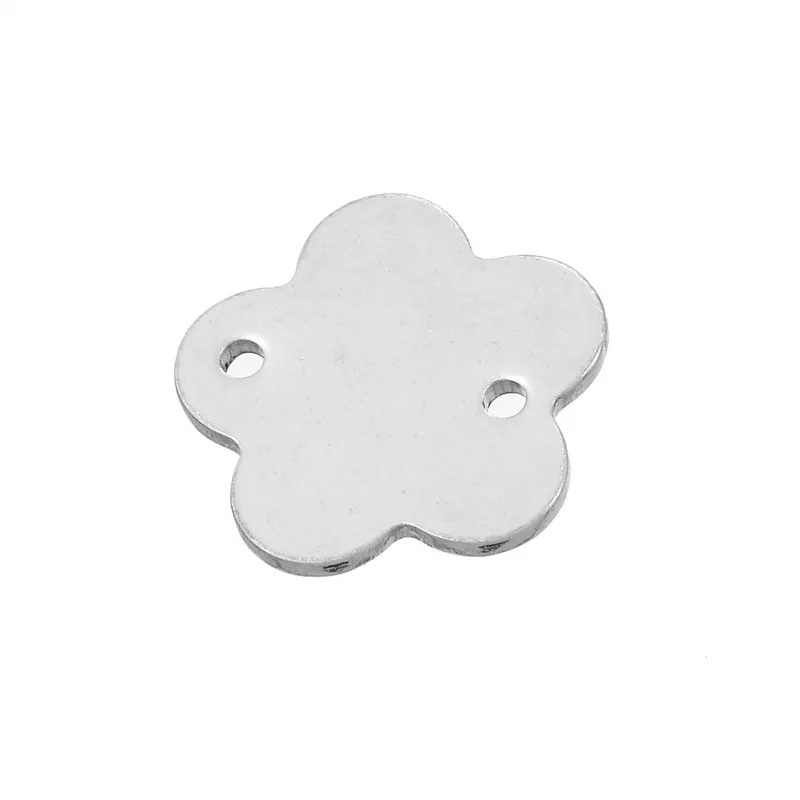 

20PCS Stainless Steel Silver Tone Polished Flower Twisted Butterfly Oval Connector 13mmx1mm