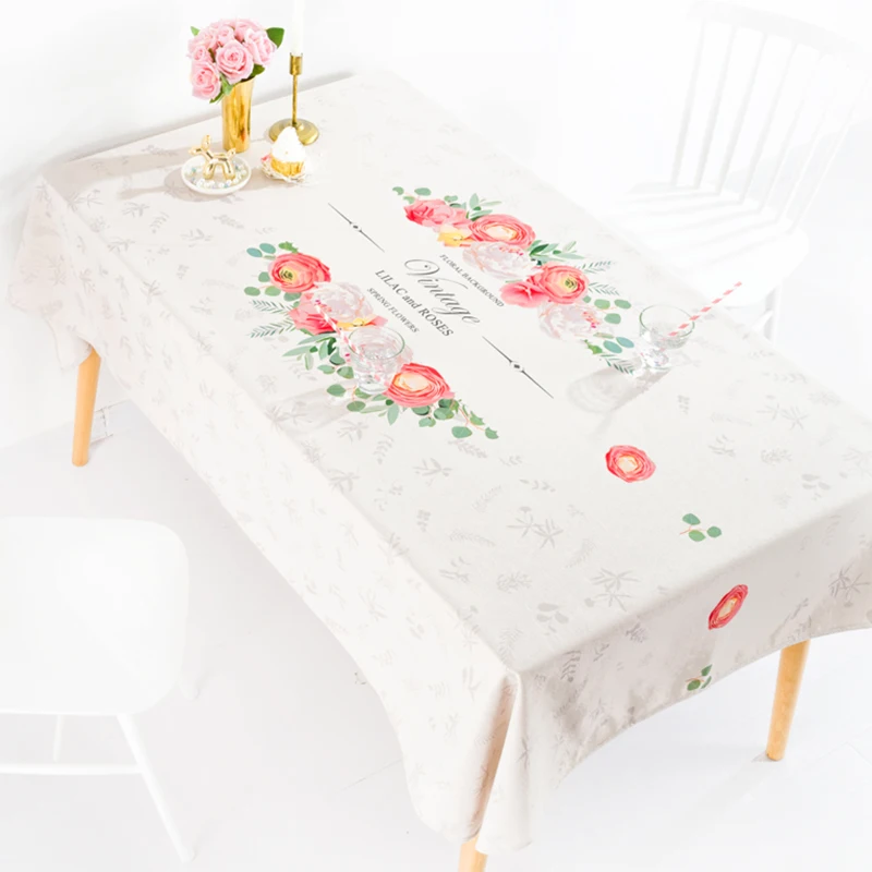 Европейская розовая скатерть с розами, льняная прямоугольная скатерть, покрытие для стола, чайный стол, обеденный стол, кофейная скатерть, домашний текстиль