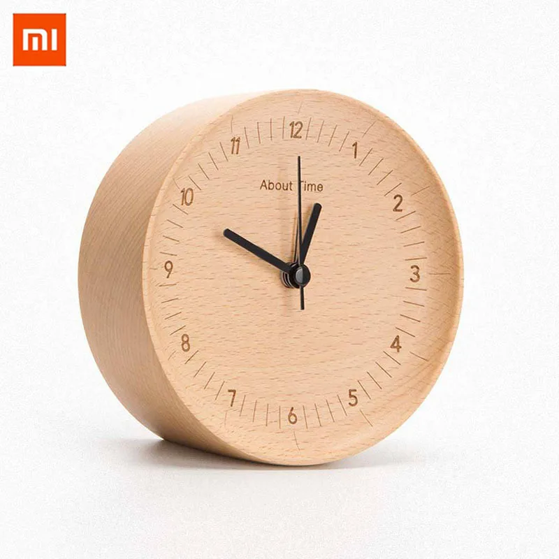 

Original Xiaomi Mute Logs Wooden Alarm Clock Quality Fashionable Slight Table Clock With Metal Pointer Circle Frames Clocks