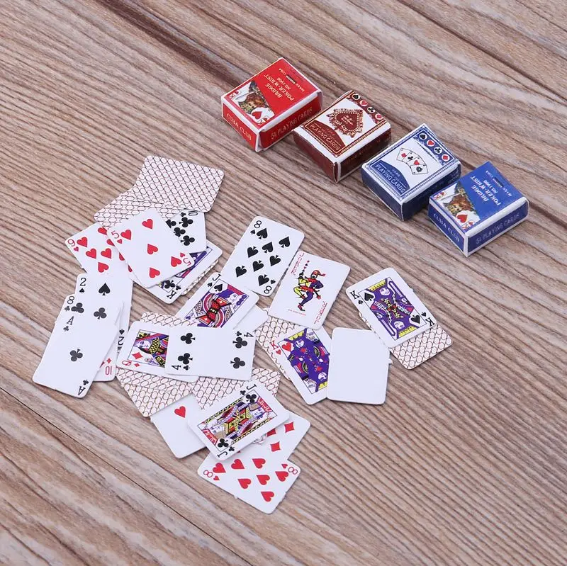 2 комплекта милые миниатюрные кукольные домики 1:12 мини-покерные игровые карты украшения дома игрушки