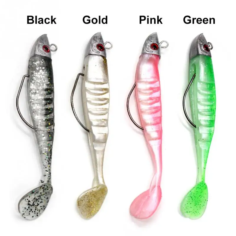 

Shining PVC Pratical Flexible Portable Artificial Double Colors Fishing Lure Professional Bait Bionic Soft Attractive T Tail