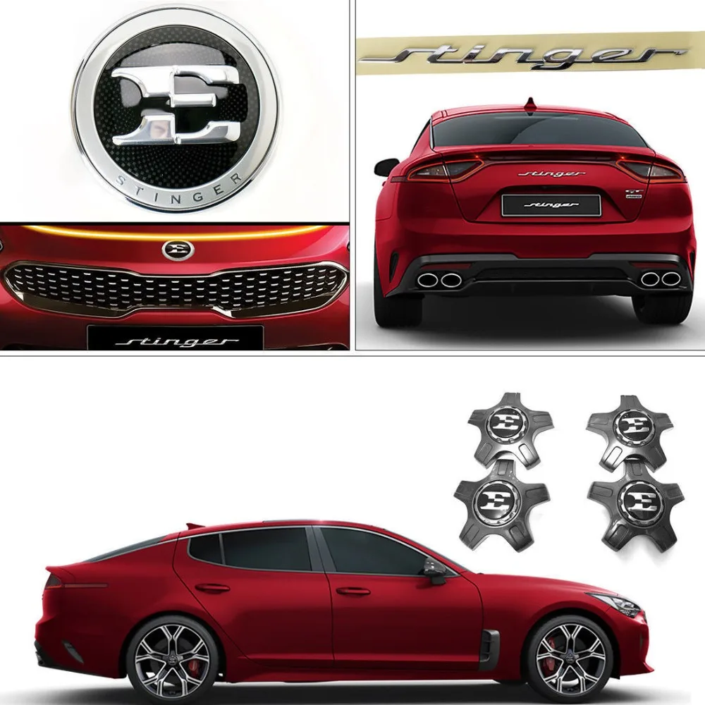 

6 pieces for Front Rear Emblem + 19" Center Wheel Cap Set for Kia Stinger 2017-2018 52960J5200 86311J5000 86330J5100