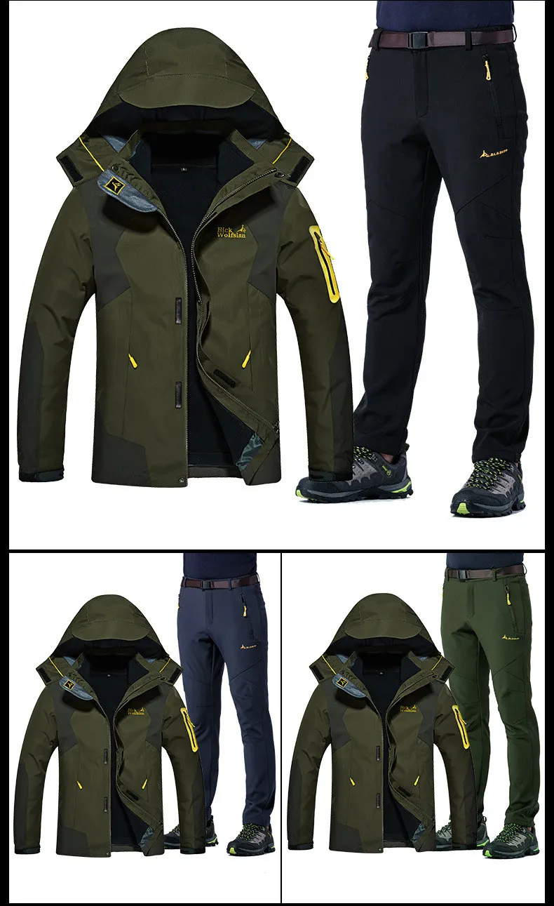 Jaquetas ao ar Livre de Acampamento Cabolsas + Calça Unco Boror High End Casais Caminhadas Jaqueta Cabolsa Escalada Três-in-one Terno M-8xl 2021new & 19 2019NEW UNCO & BOROR High End Casais