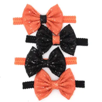 

12pcs/lot 2016 New Halloween 5'' Sequin Bow With Lace Headband, Children Hair Accessory, Headwear for Festival, Free Shipping