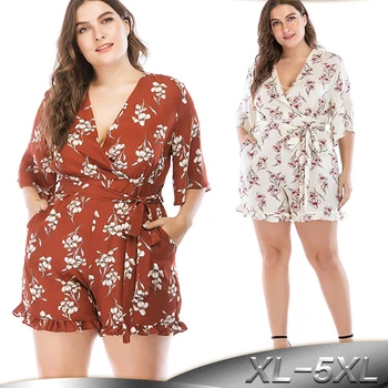 

Plus Size 5XL Shorts Women Rompers Moda Mujer 2019 Summer Playsuits Jumpsuit Overalls Jumpsuits For Women Clothing