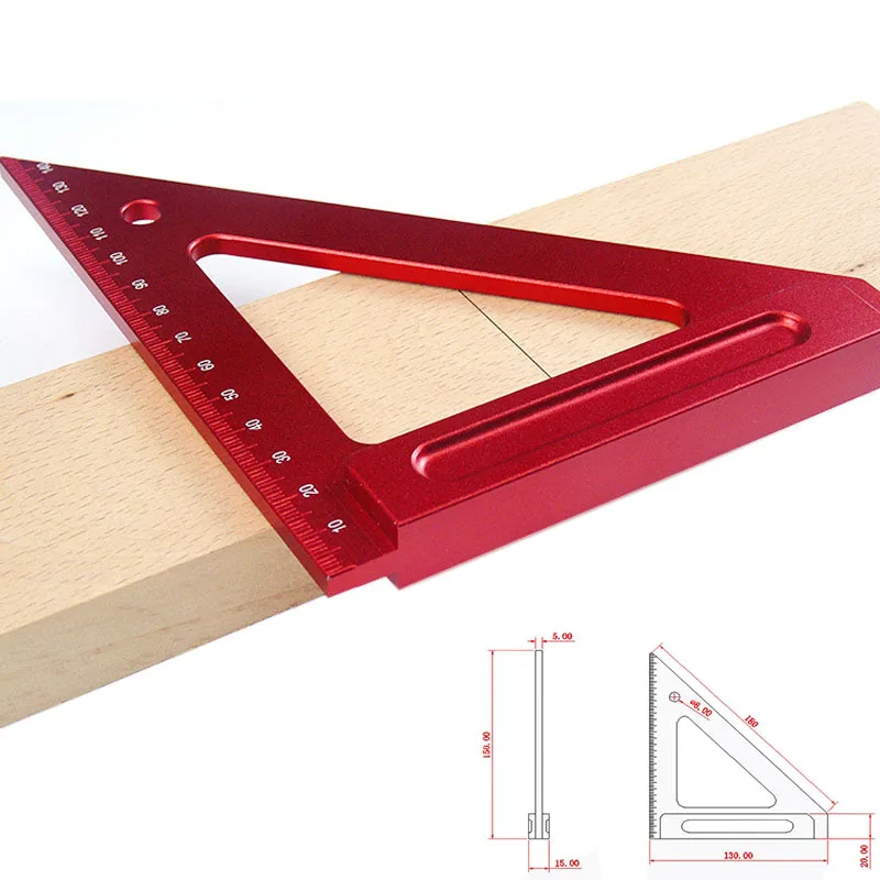 150 мм алюминиевый сплав треугольная линейка; Деревообработка треугольная линейка квадратный линейка; Деревообработка измерительный