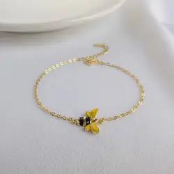 2019 милые Золотые женские цепочки и звенья насекомое пчела желтый 925 серебряный браслет ювелирное изделие женские браслеты