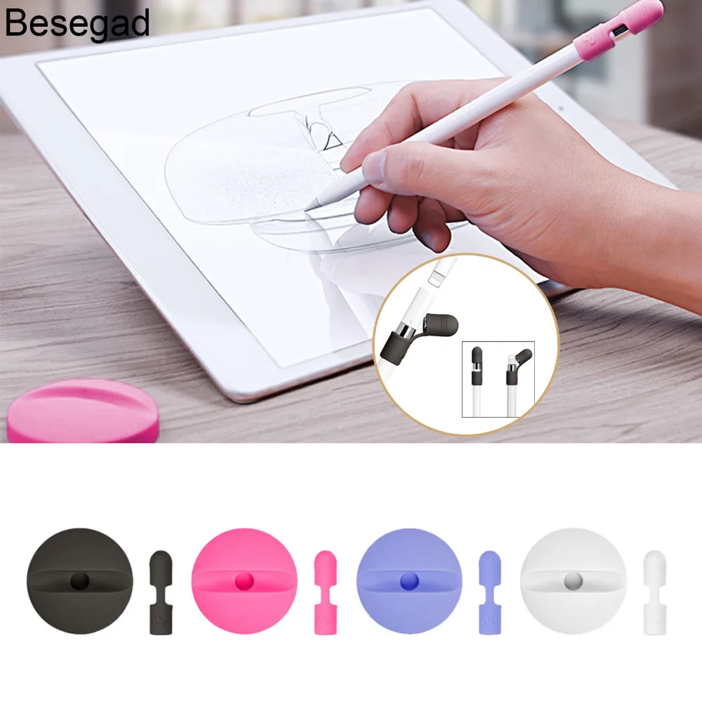 

Silicone Anti-lost Charge Cradle Holder Base Stand Keeper Cap Guard Cover Case For iPad Pro Apple Pencil Stylus Pen