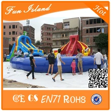 Коммерческая надувная водная горка с водным бассейном для арендного бизнеса, большая надувная горка